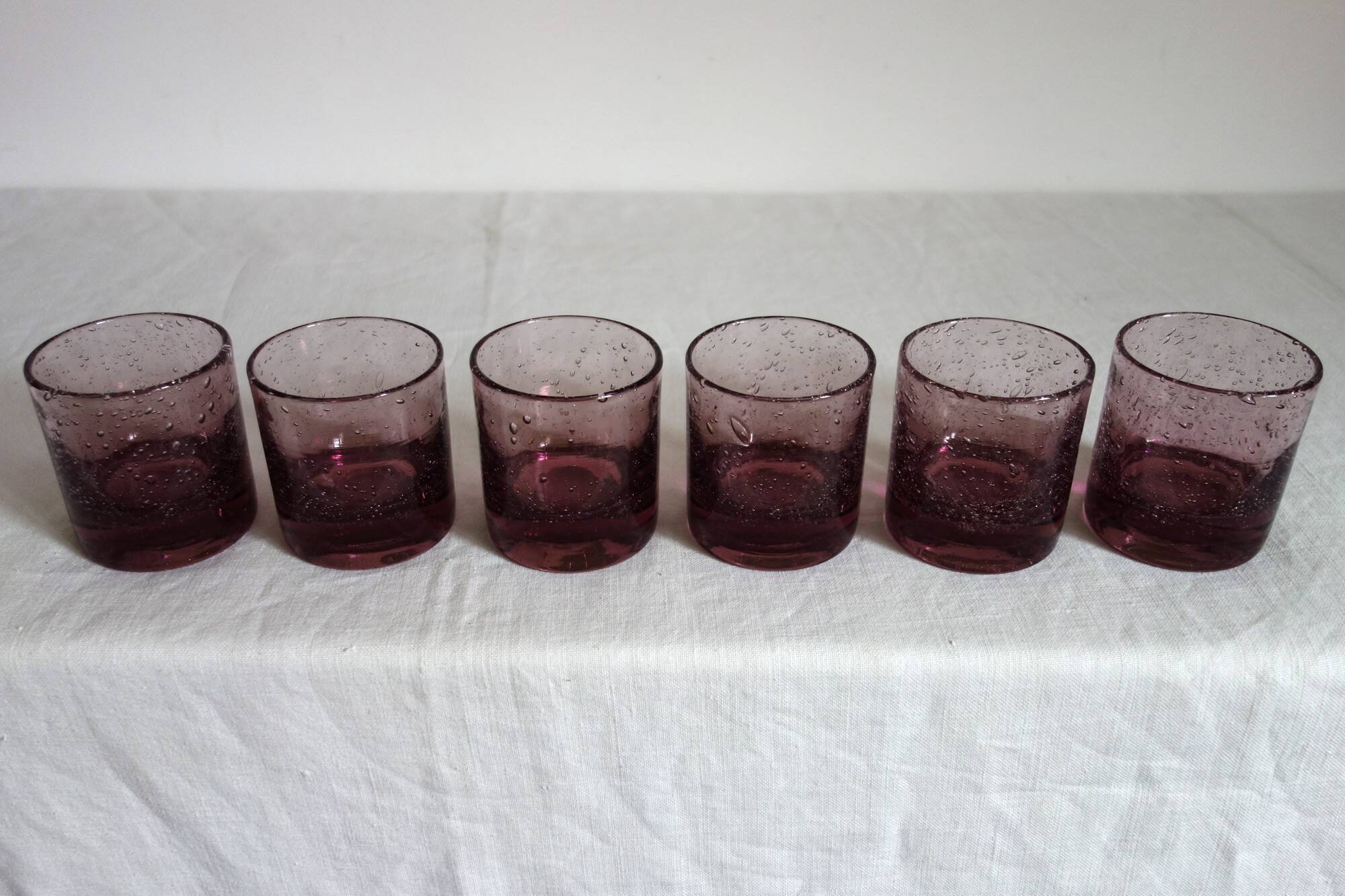 6 bubble-blown glasses Verrerie du Marais Riom