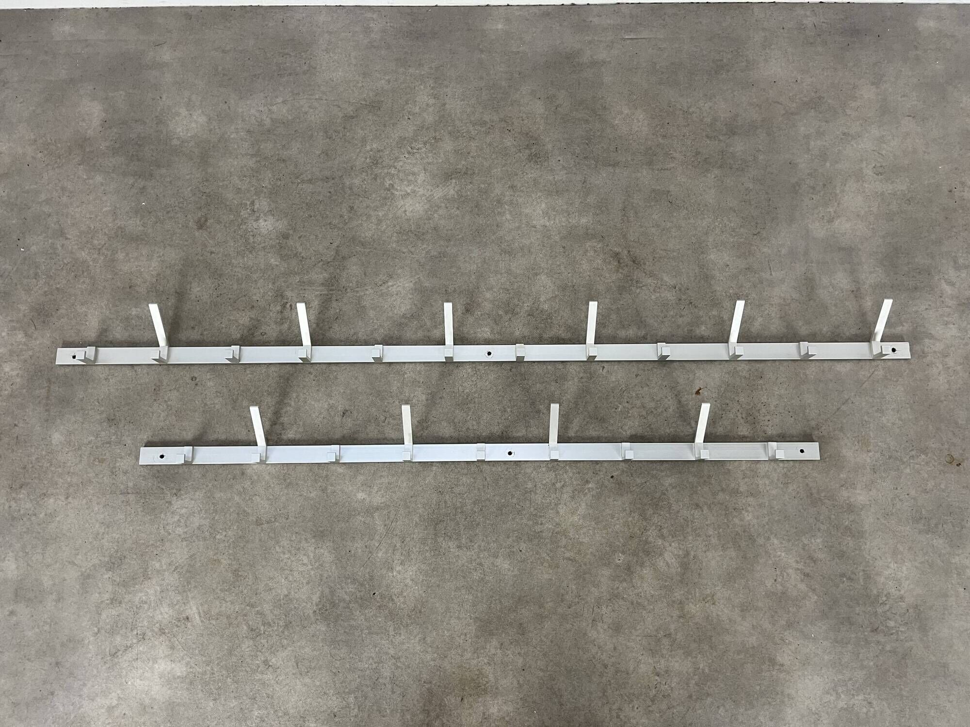 70s design aluminum wall coat rack, 21 hooks