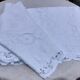 thread sheet 2 people, monogrammed J.S, in Embroidery Richelieu