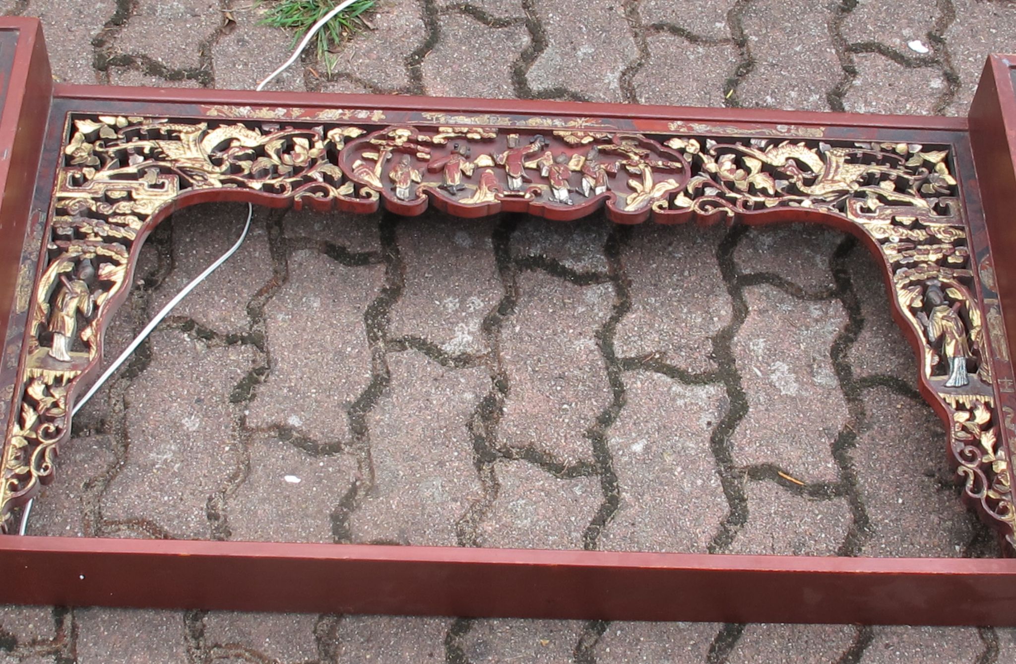 Ancienne tête de lit chinois en bois sculpté