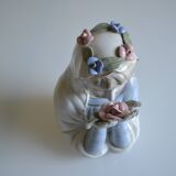 Virgin Mary statue bust in polychrome porcelain Virgin with crown of roses