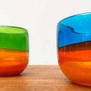Ensemble de 2 bols en verre coloré vintage allemands de Eisch