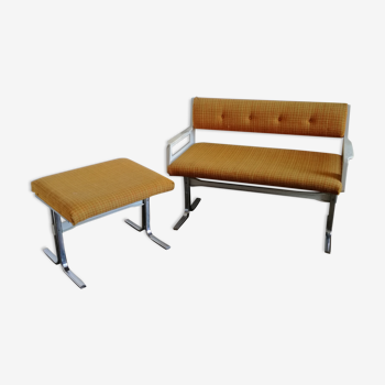 Banquette et ottoman vintage de salle d'attente - 1970