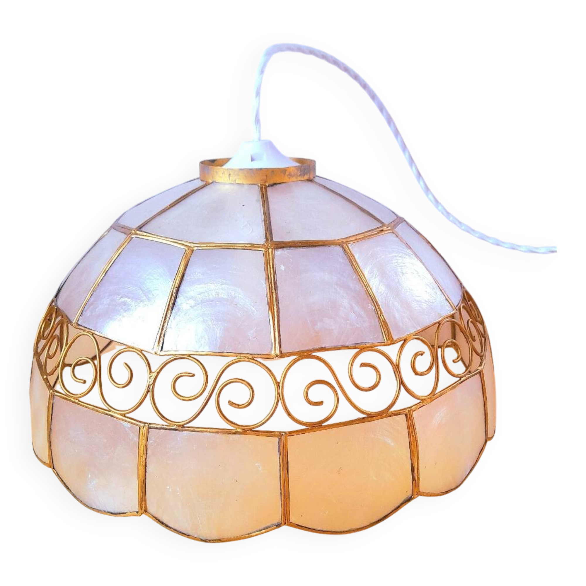 Suspension nacre et laiton 1960