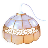 Mother-of-pearl and brass pendant light, 1960