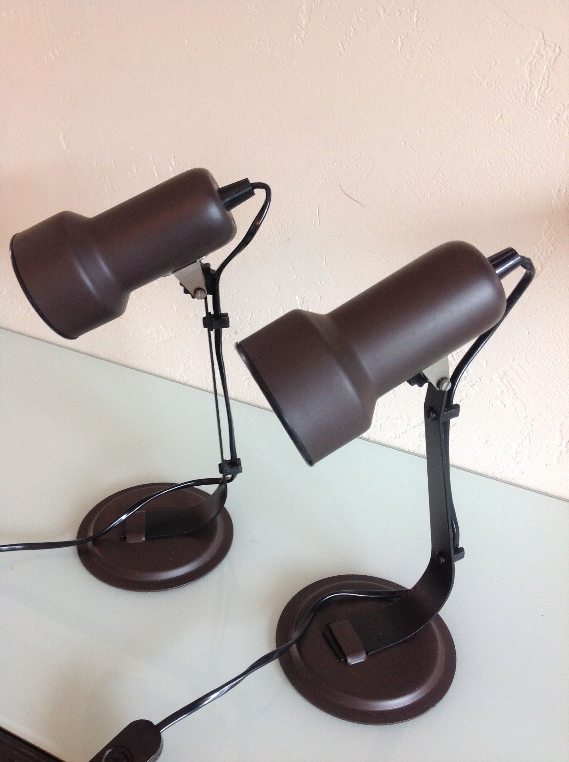 Pair of bedside lamps Metal vintage 70s spots