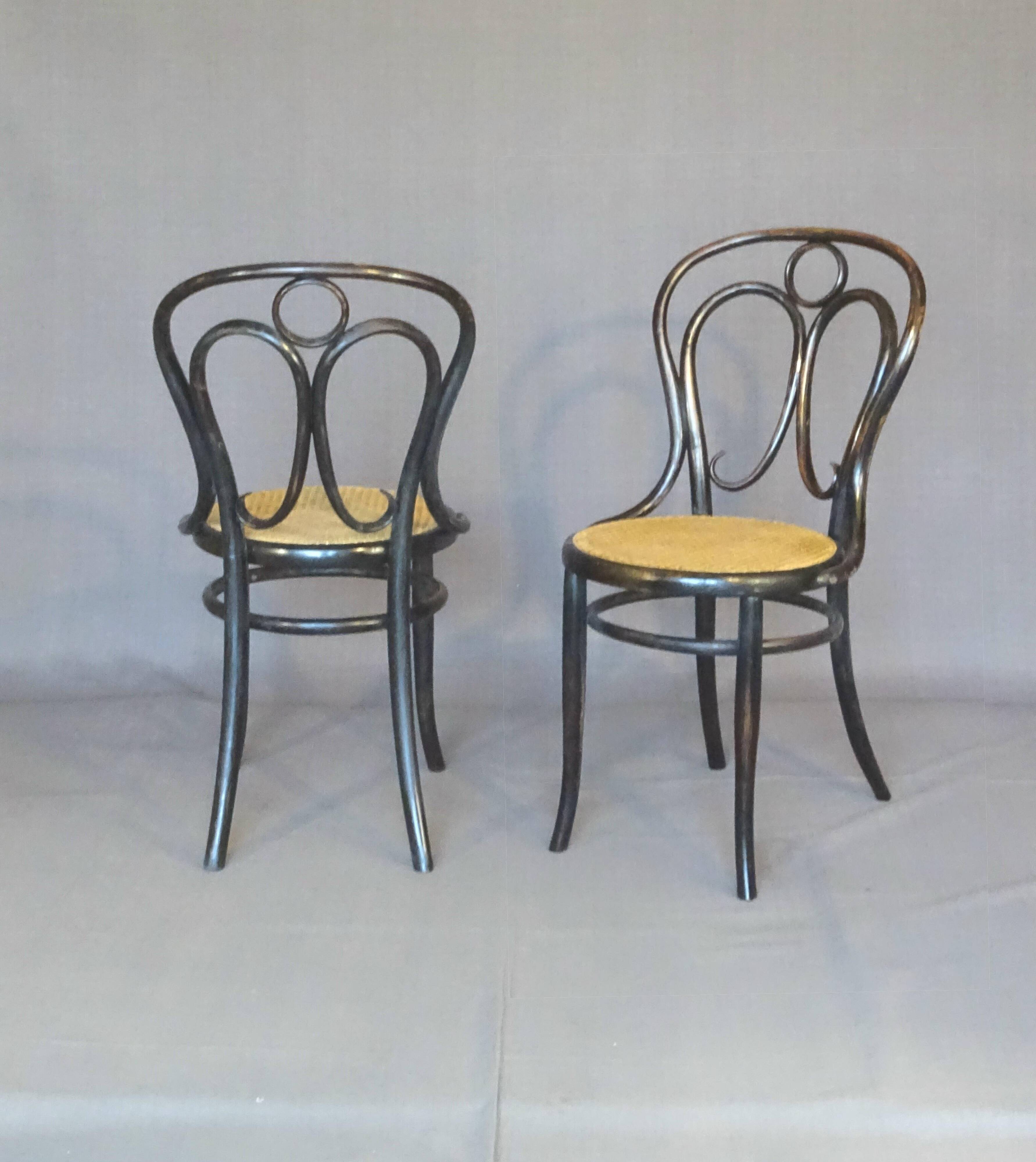 2 KOHN N°35 Art Nouveau bistro chairs -1875- recently hand-caned