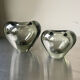 Set of 2 heart shaped Holmegaard crystal vases by Per Lutken