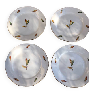 Lot de 4 assiettes plates « Digoin Sarreguemines/ Nemours »