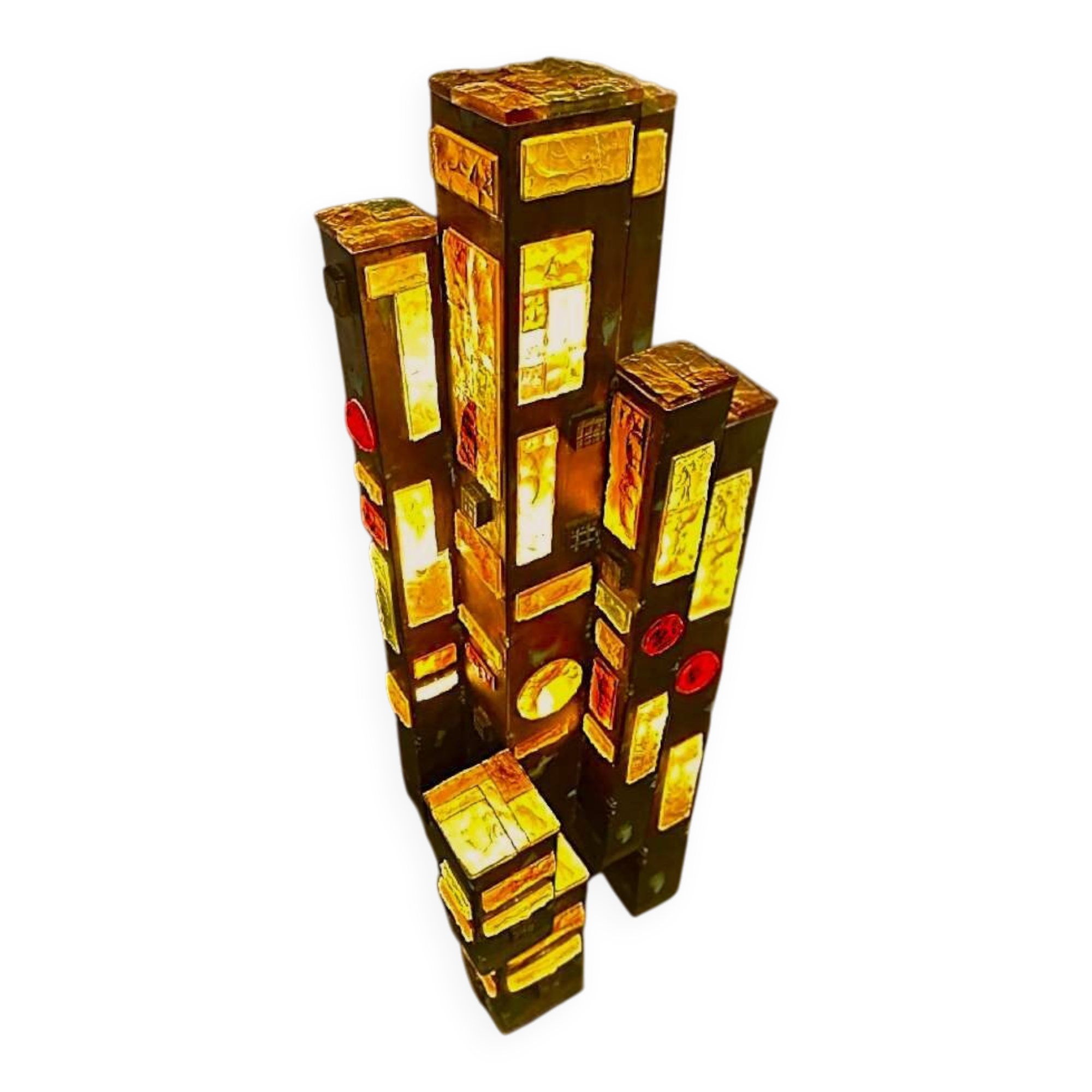 1970s Longobard Floor Lamp – Hammered Glass & Wrought Iron, Italy