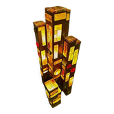 1970s Longobard Floor Lamp – Hammered Glass & Wrought Iron, Italy