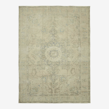 Hand-knotted persian antique 1970s 300 cm x 398 cm beige wool carpet