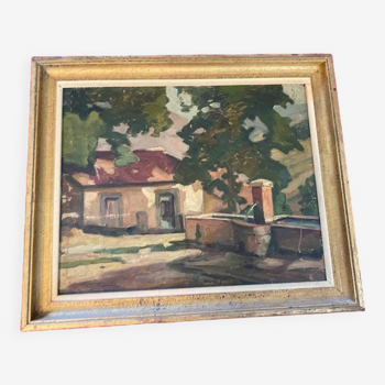 Original oil painting, theme "Provence" dating from the nineteenth century.
