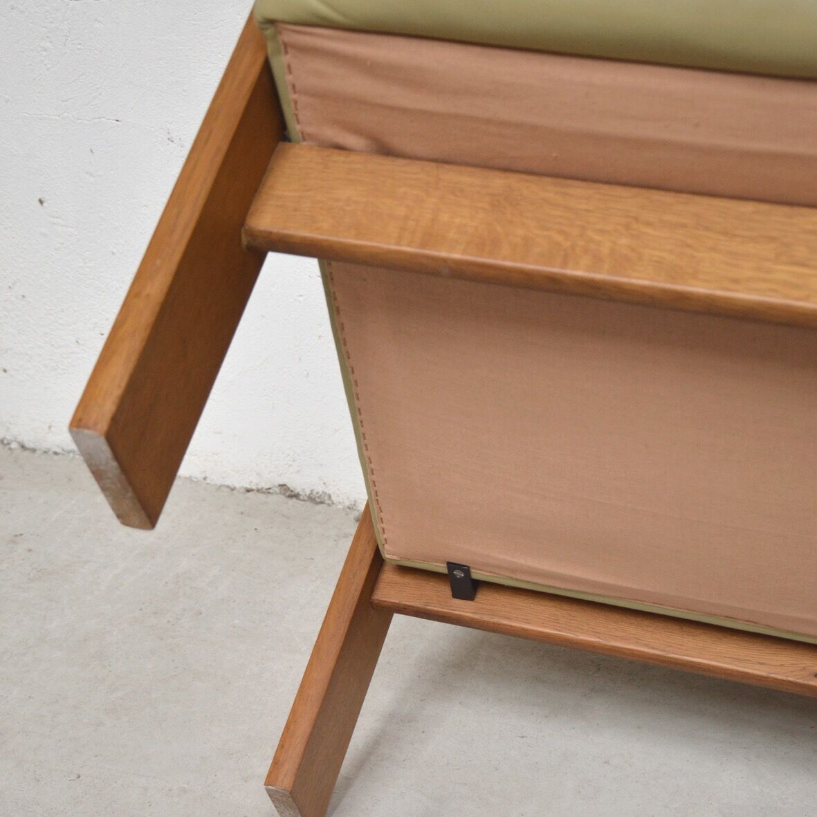 Pair of green leather armchairs 1960