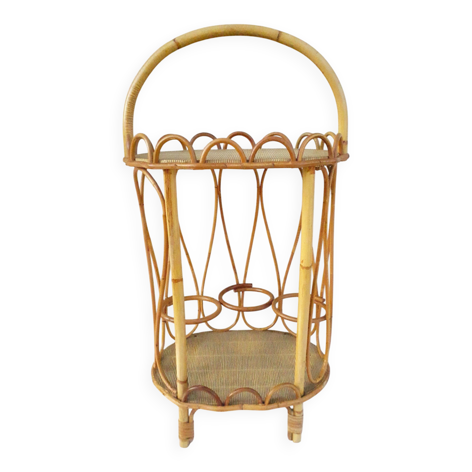 Rattan bottle holder bar basket