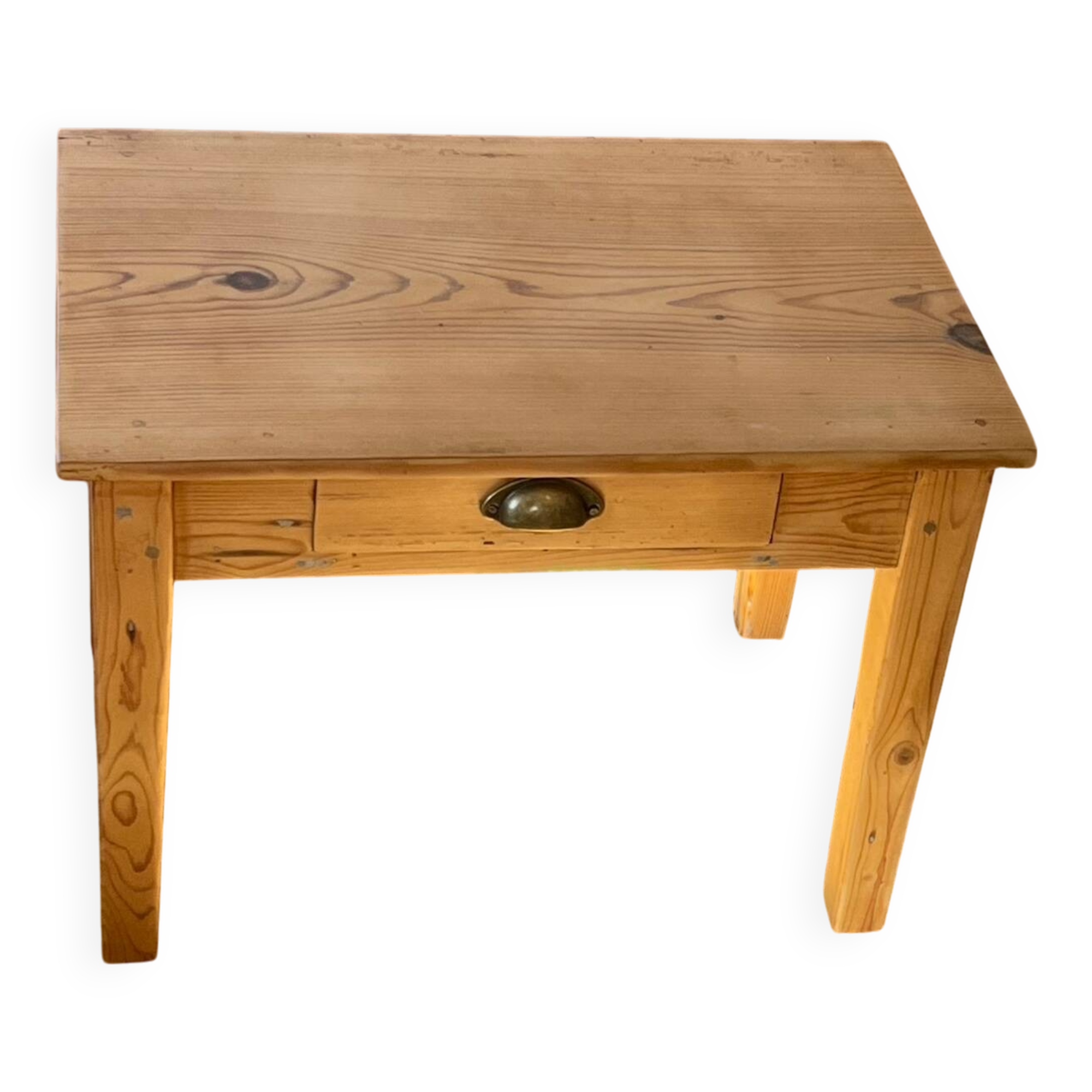 Table basse de ferme ancienne en bois massif brut 1 tiroir