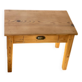 Table basse de ferme ancienne en bois massif brut 1 tiroir