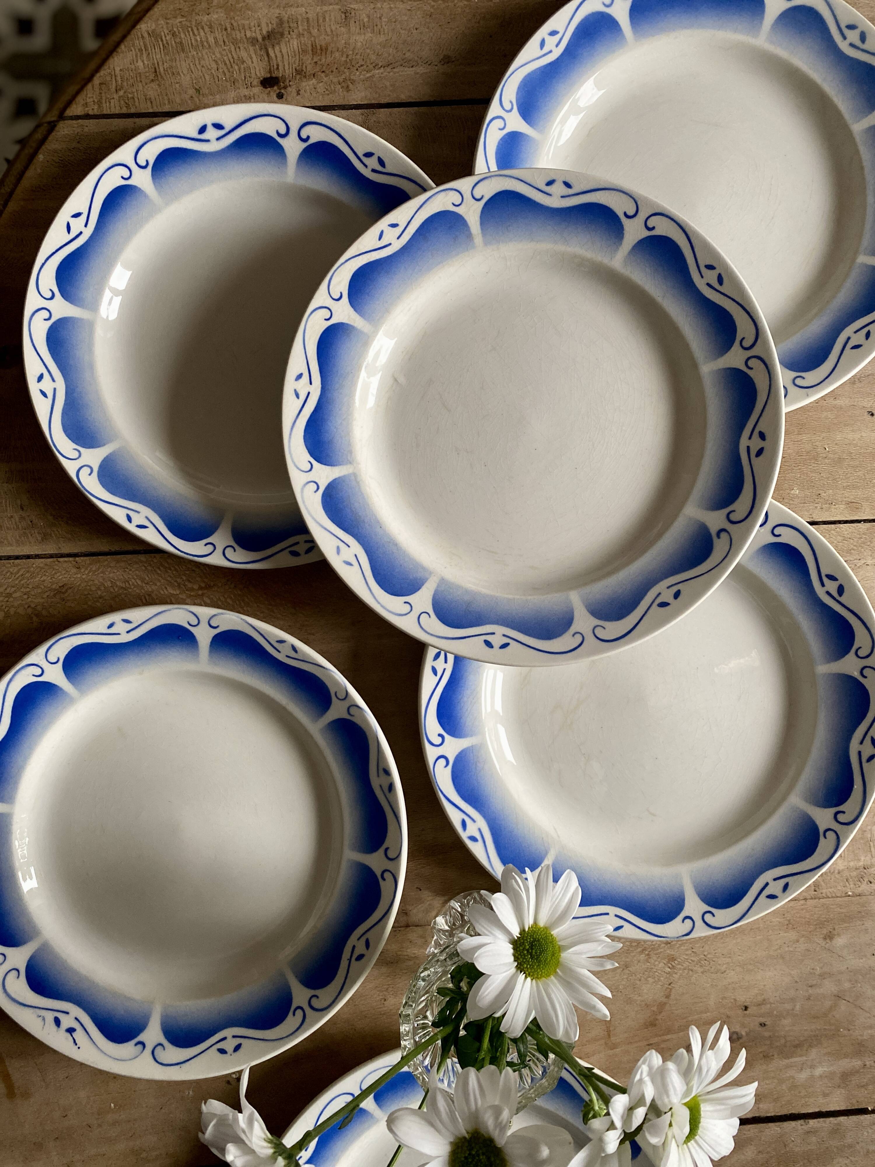 Set of 6 vintage flat plates