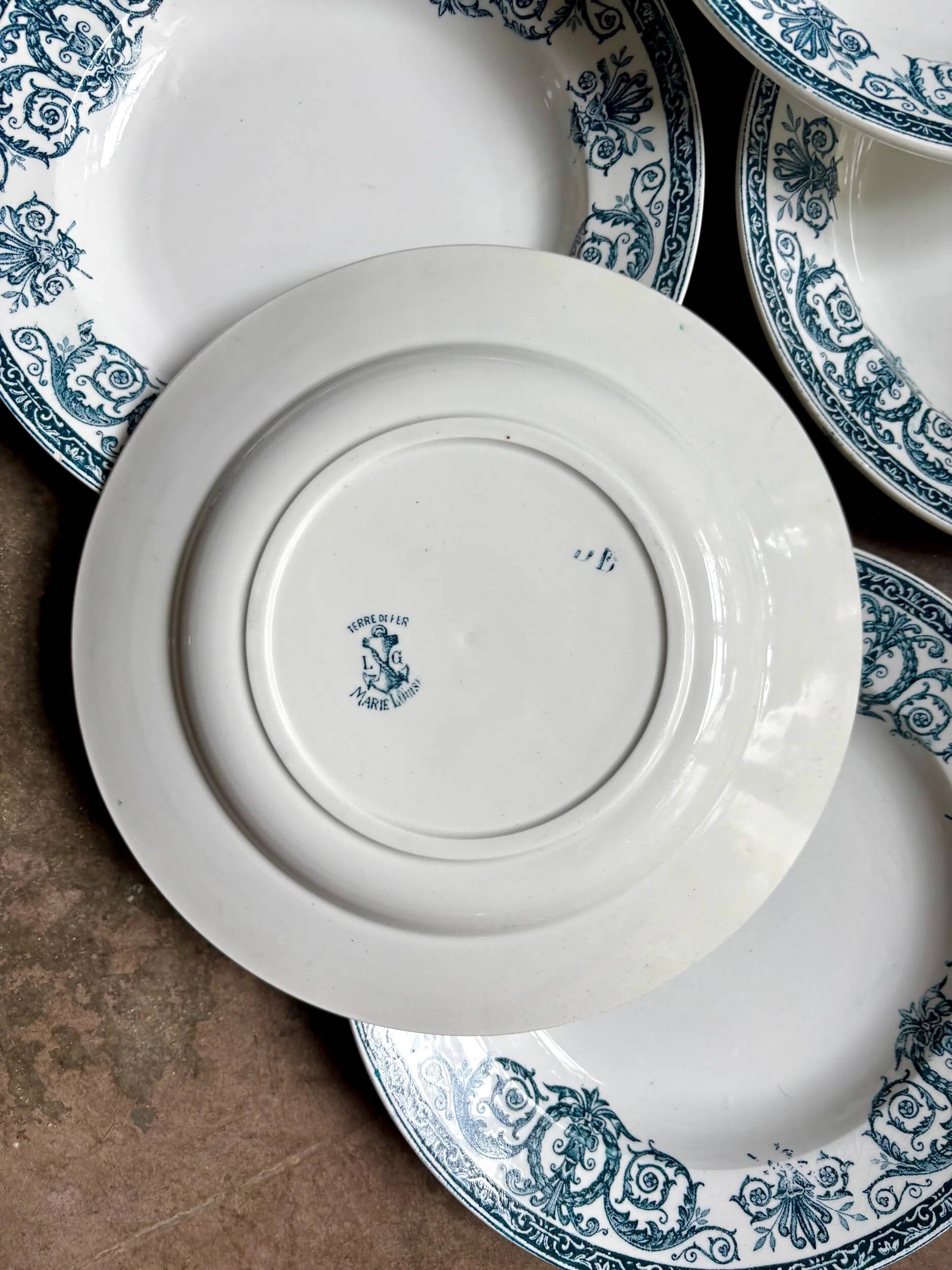 6 deep plates Léon Graves in earthenware, "Marie-Louise" service