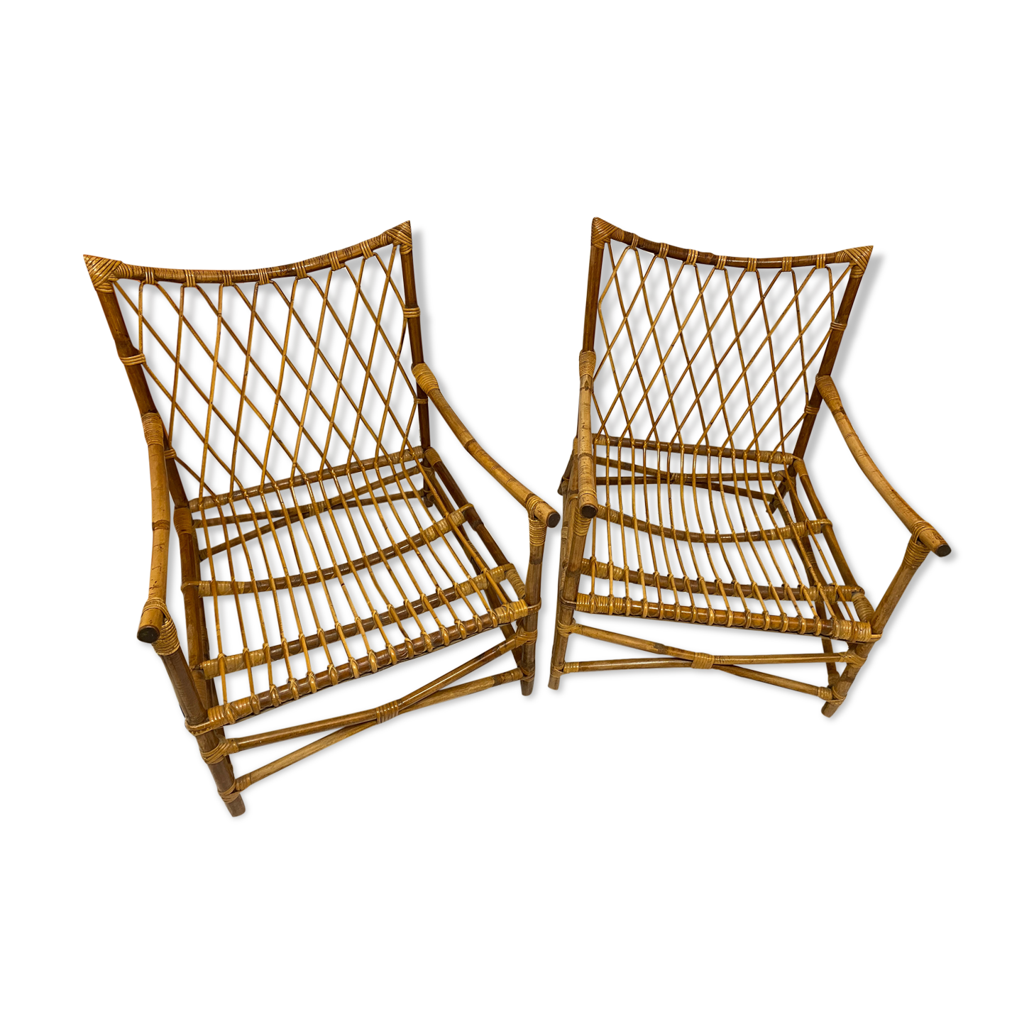 Paire de fauteuils en rotin vintage