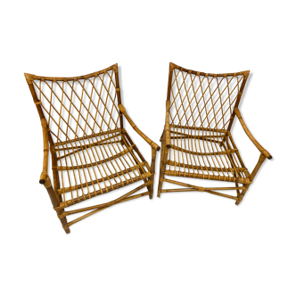 Paire de fauteuils en rotin vintage