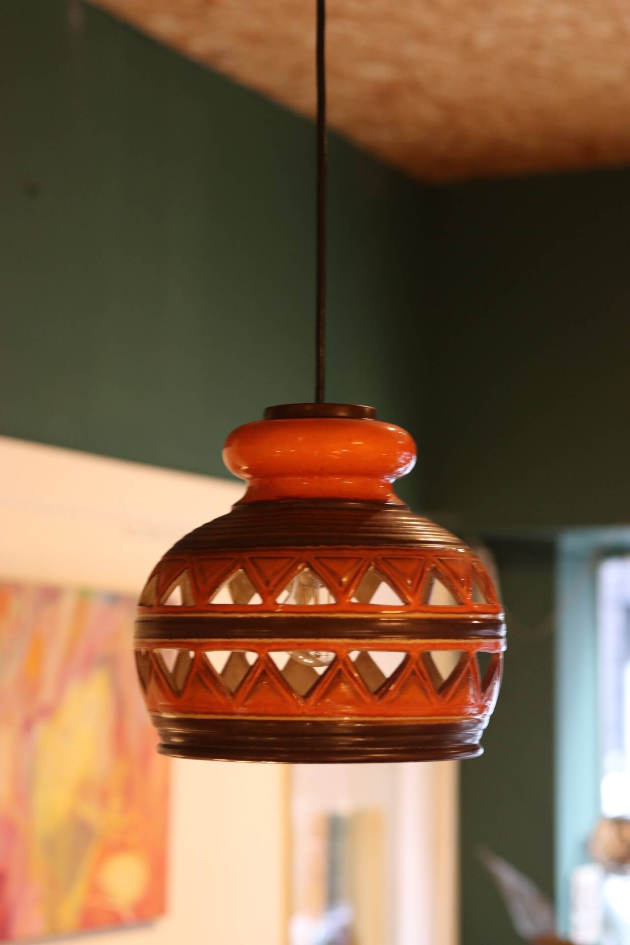 Vintage ceramic chandelier 1960