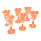 1970s 6 engraved "Tulip" glasses