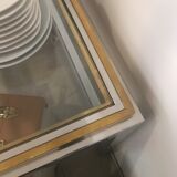 Table verre inox et laiton