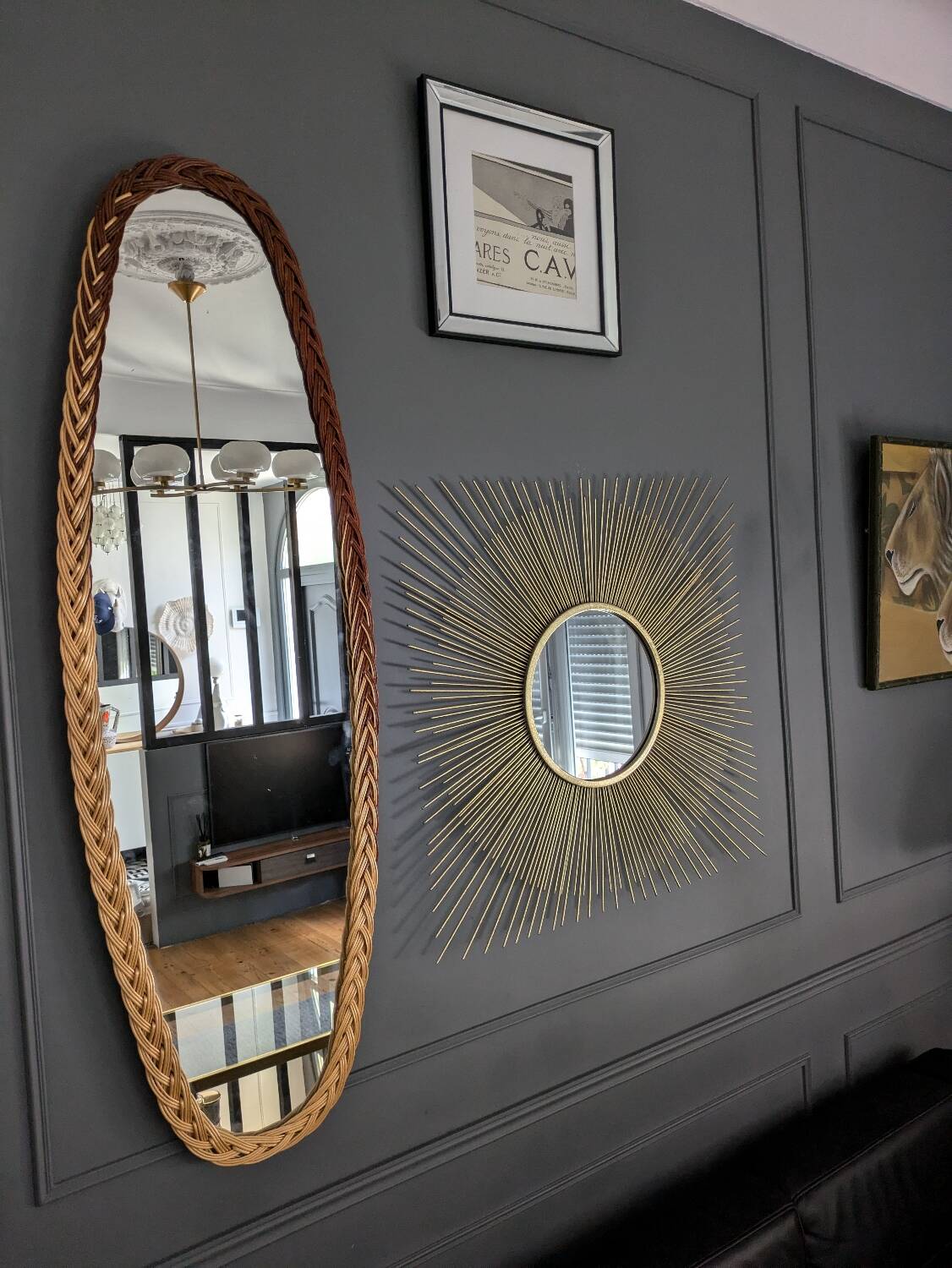 Large rattan mirror 60'