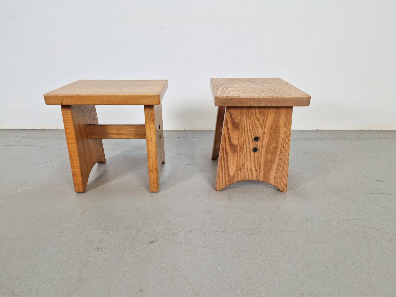 Tabourets en chêne brutaliste vintage, Danemark, 1960, ensemble de 2