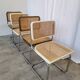 Set of 4 vintage cesca dining chairs / 2 brown 2 white / cane seat mid-century