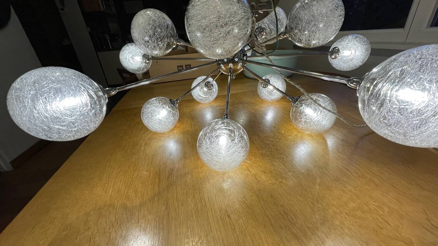 Lustre Sputnik 15 boules filament de verre