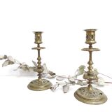 Pair of gilded bronze candle holders