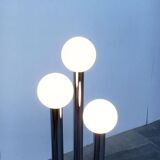 Vintage German floor lamp from the space age of the 1970s in glass and metal.