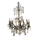 Louis XV style chandelier with pendants and colored glass fruits, 20th century