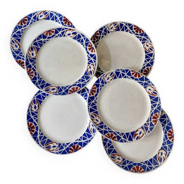 6 serving plates, Sarreguemines, Robinson model