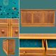 Vintage buffet in bamboo and cannage 1970
