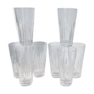 Eight glasses with vintage 1940s aniseed bistro