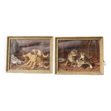 Pair of dog and cat chromolithographs, 19th century