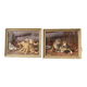 Paire de chromolithographies chiens et chats, 19ème siècle