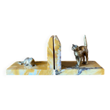 Art deco bookends by Jean Garnier, bronze and marble.