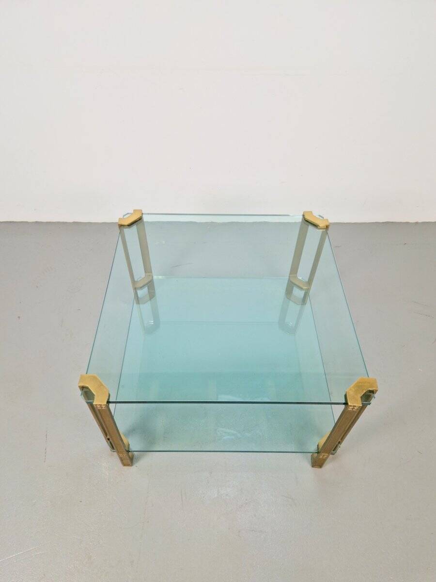 Regency Model T24 Coffee Table in Brass and Glass by Peter Ghyczy, 1970s