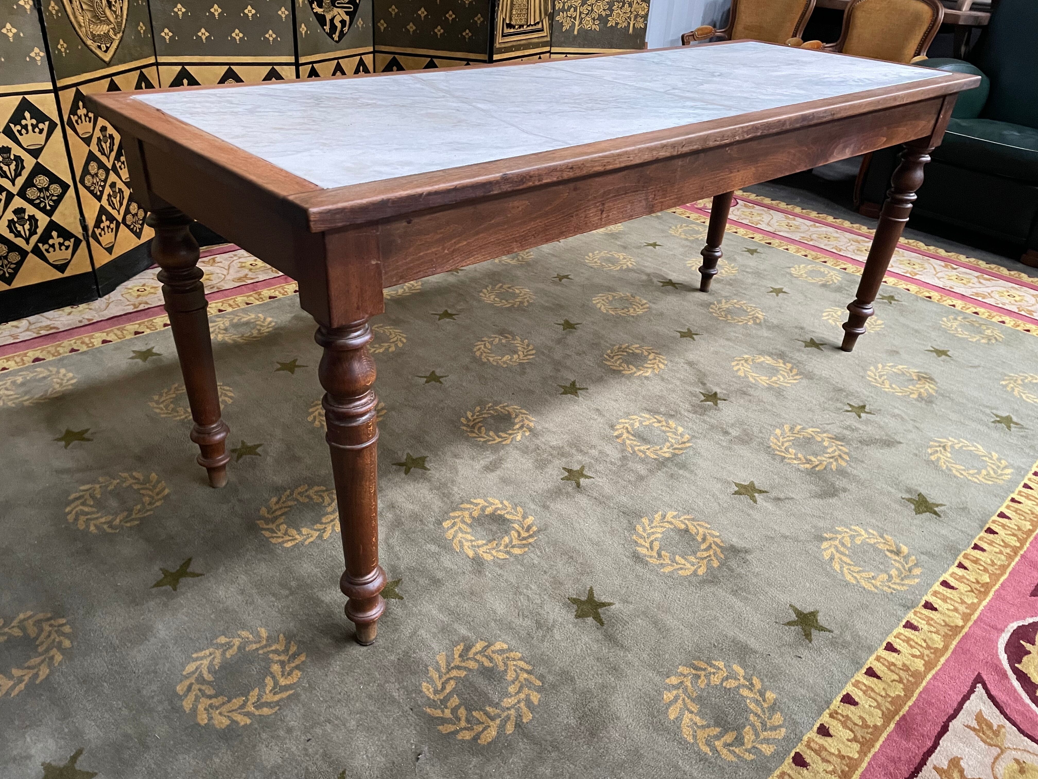 Louis Philippe marble farmhouse loom table