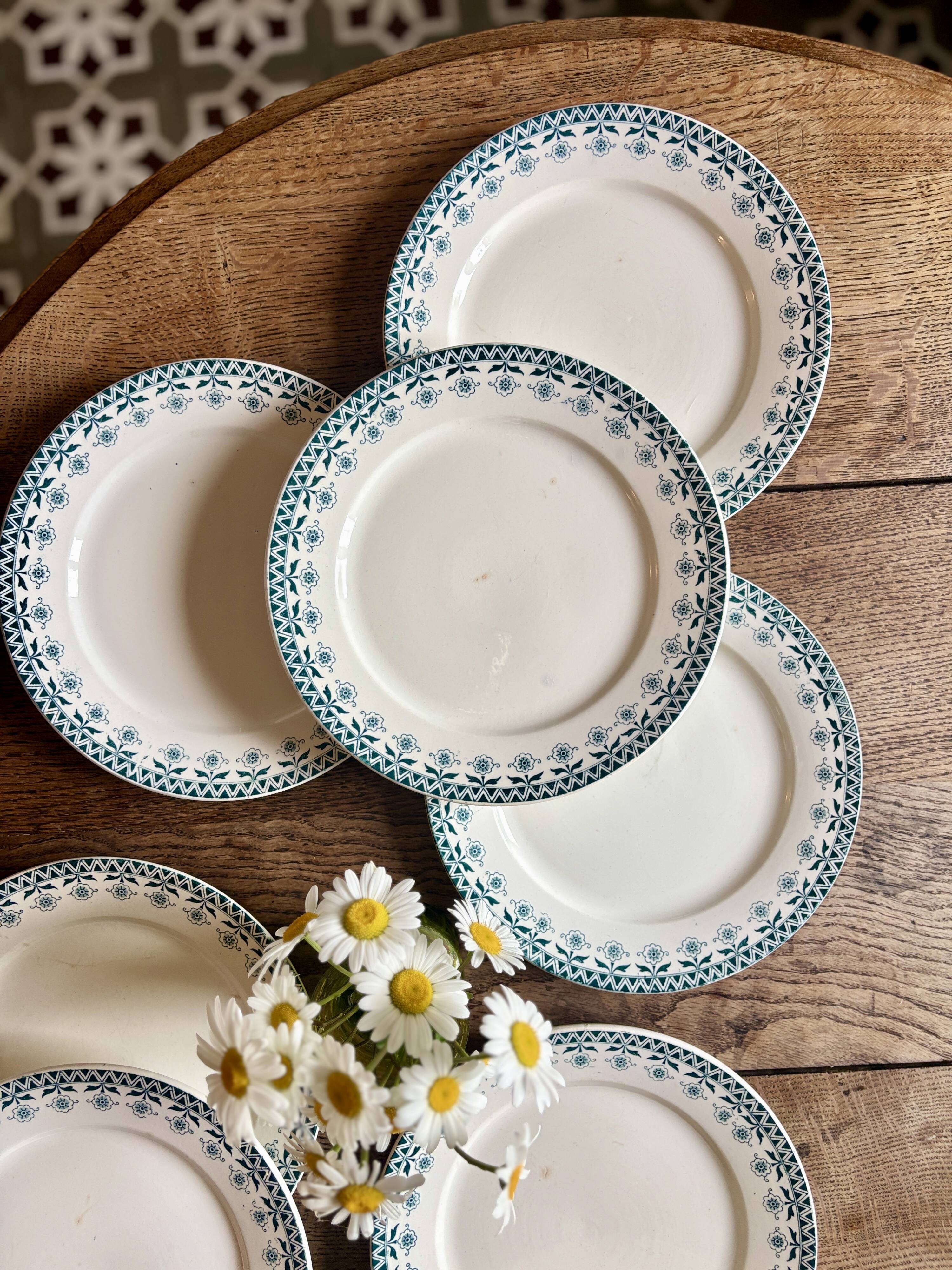 Set of 10 vintage ironstone plates by Henry of Sarreguemines.