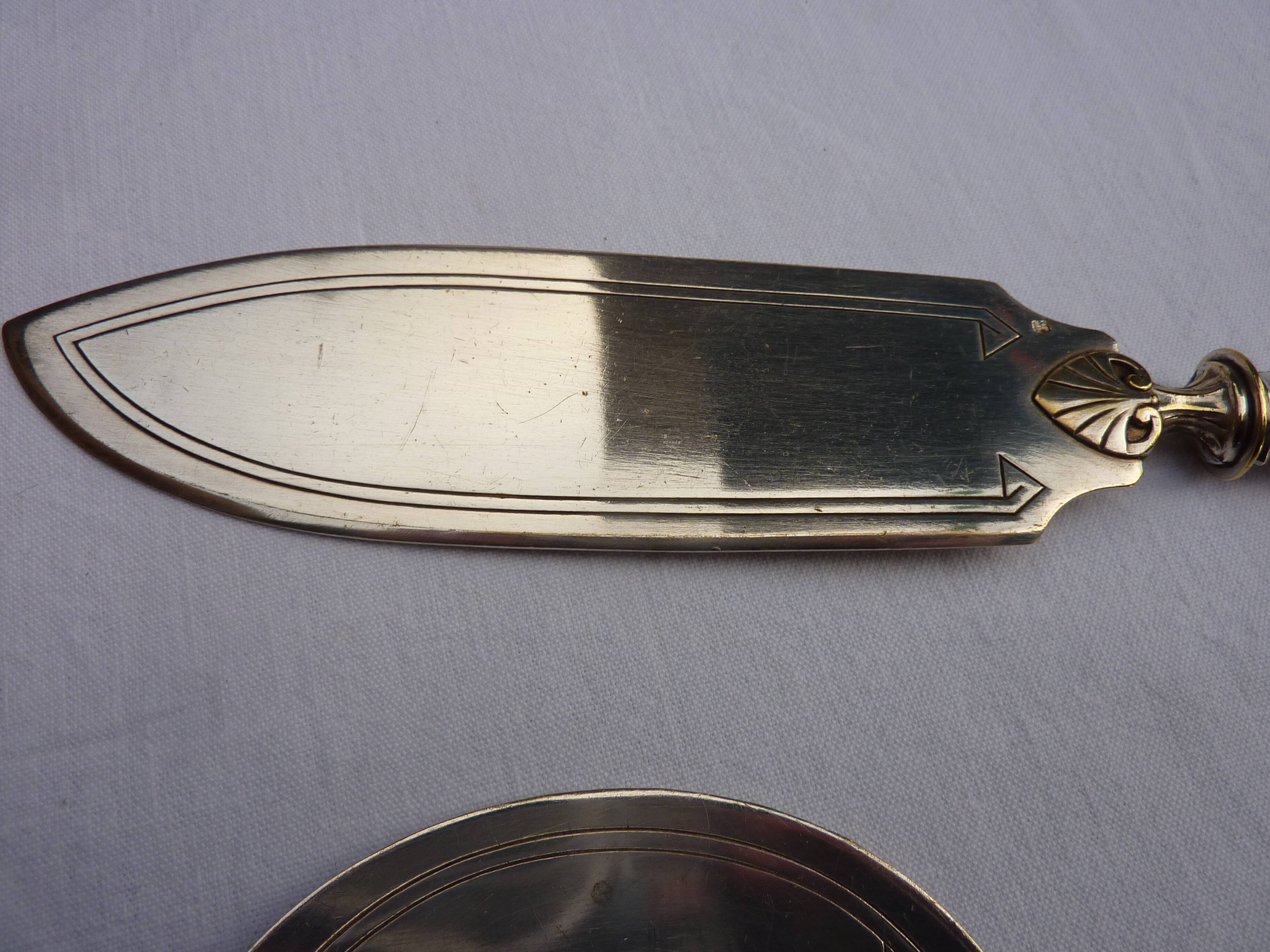 2 dessert serving cutlery art deco silver filled and silver metal