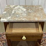 1930s Art Deco oak and marble top bedside table