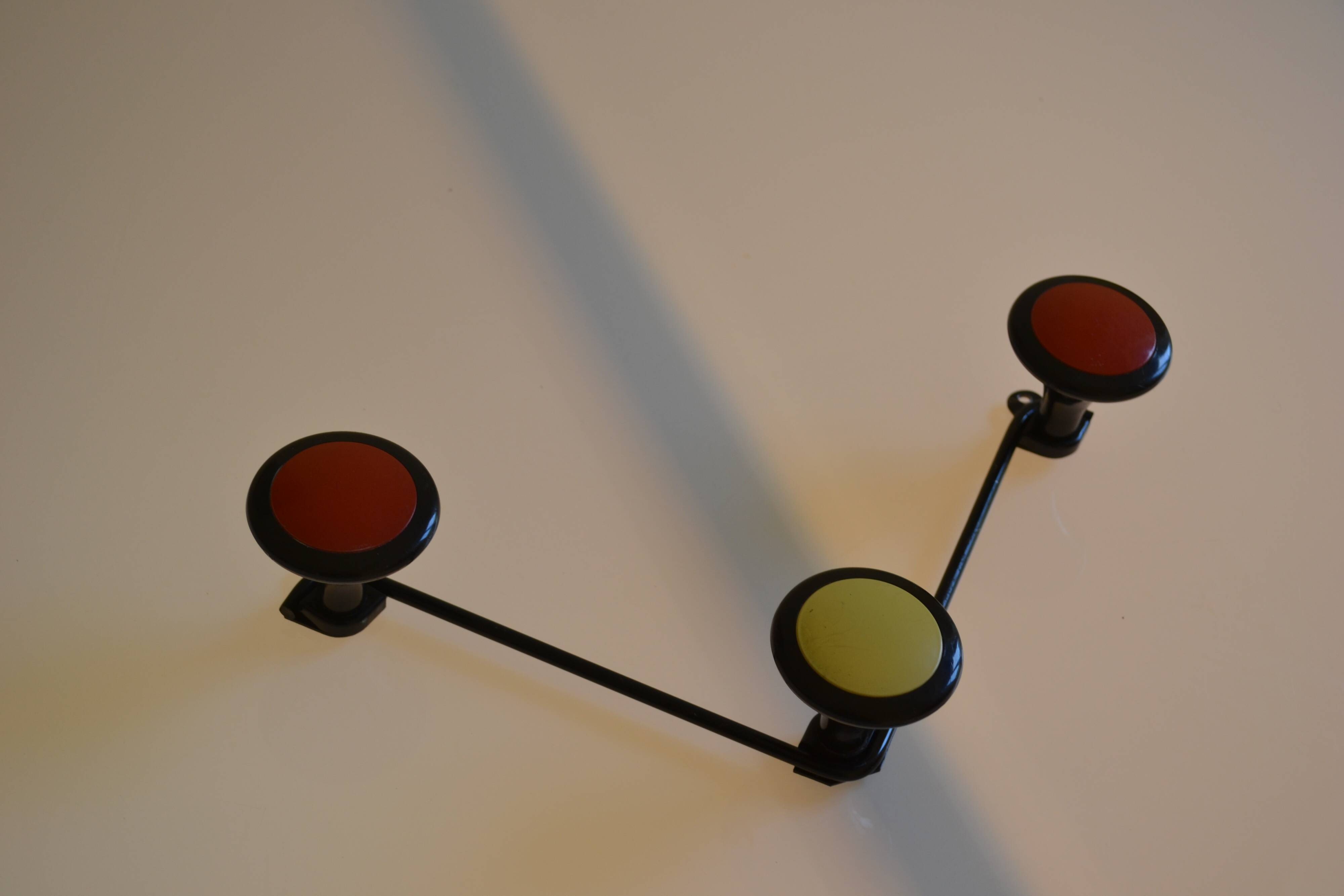 Wall coat rack with 3 hooks circa 1960s
