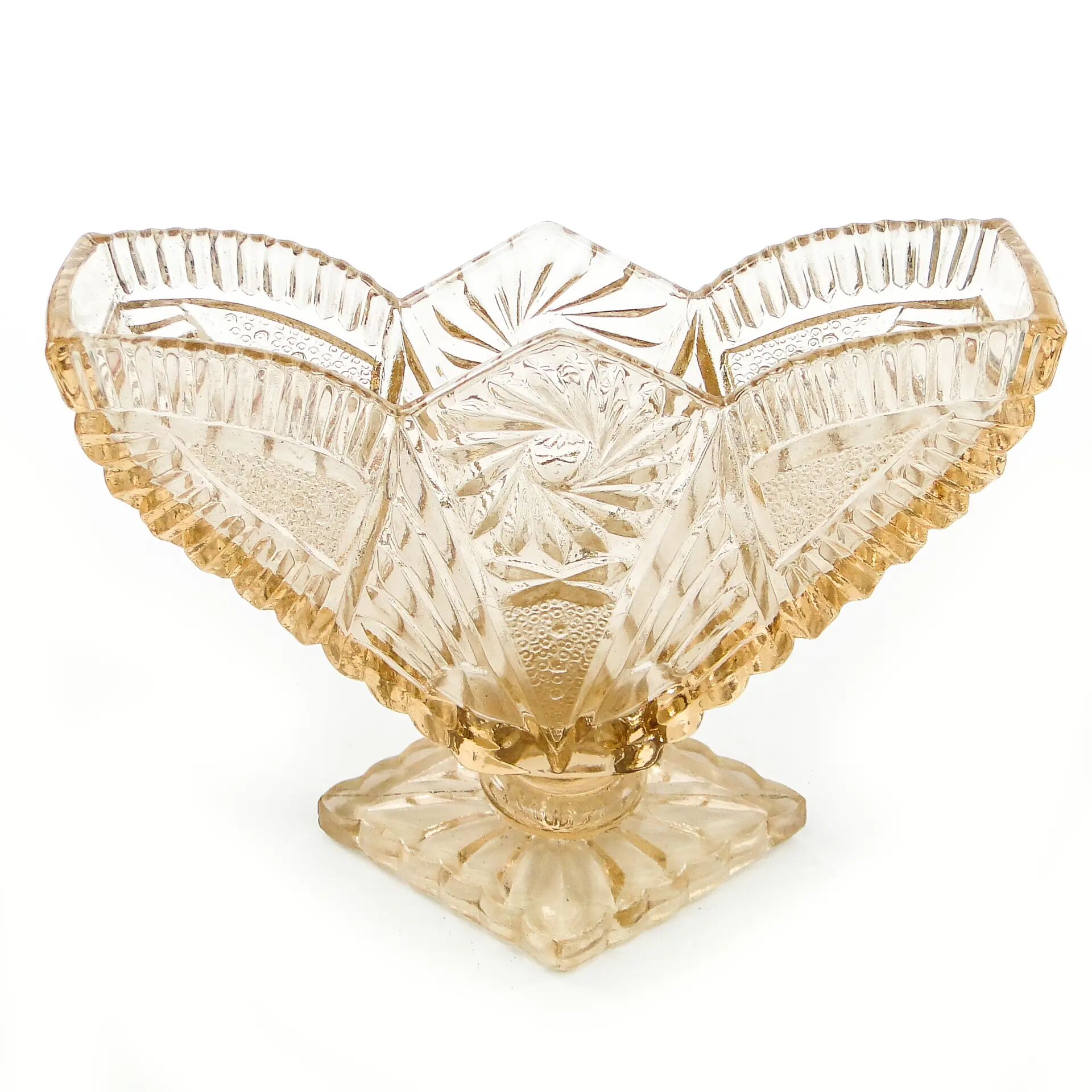 Art Deco napkin holder, pressed glass, Poland, 1950s