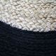 Tapis jute et coton rond noir beige 120 cm