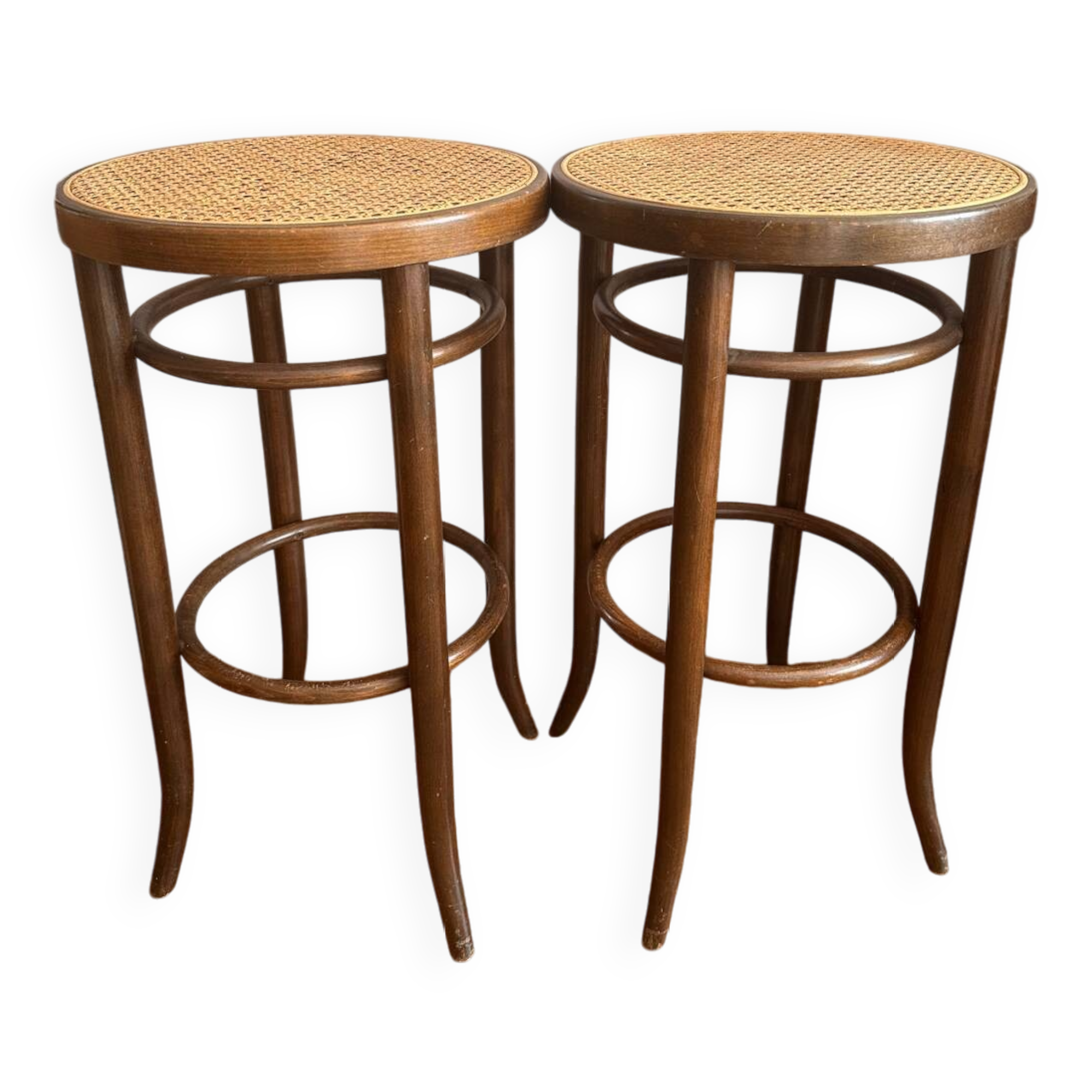 Wooden and cane bistro bar stools